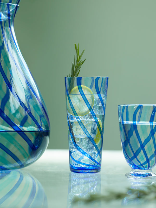 Emsie Sharp - Hand-Blown Glass Striped Highball -  - ABASK