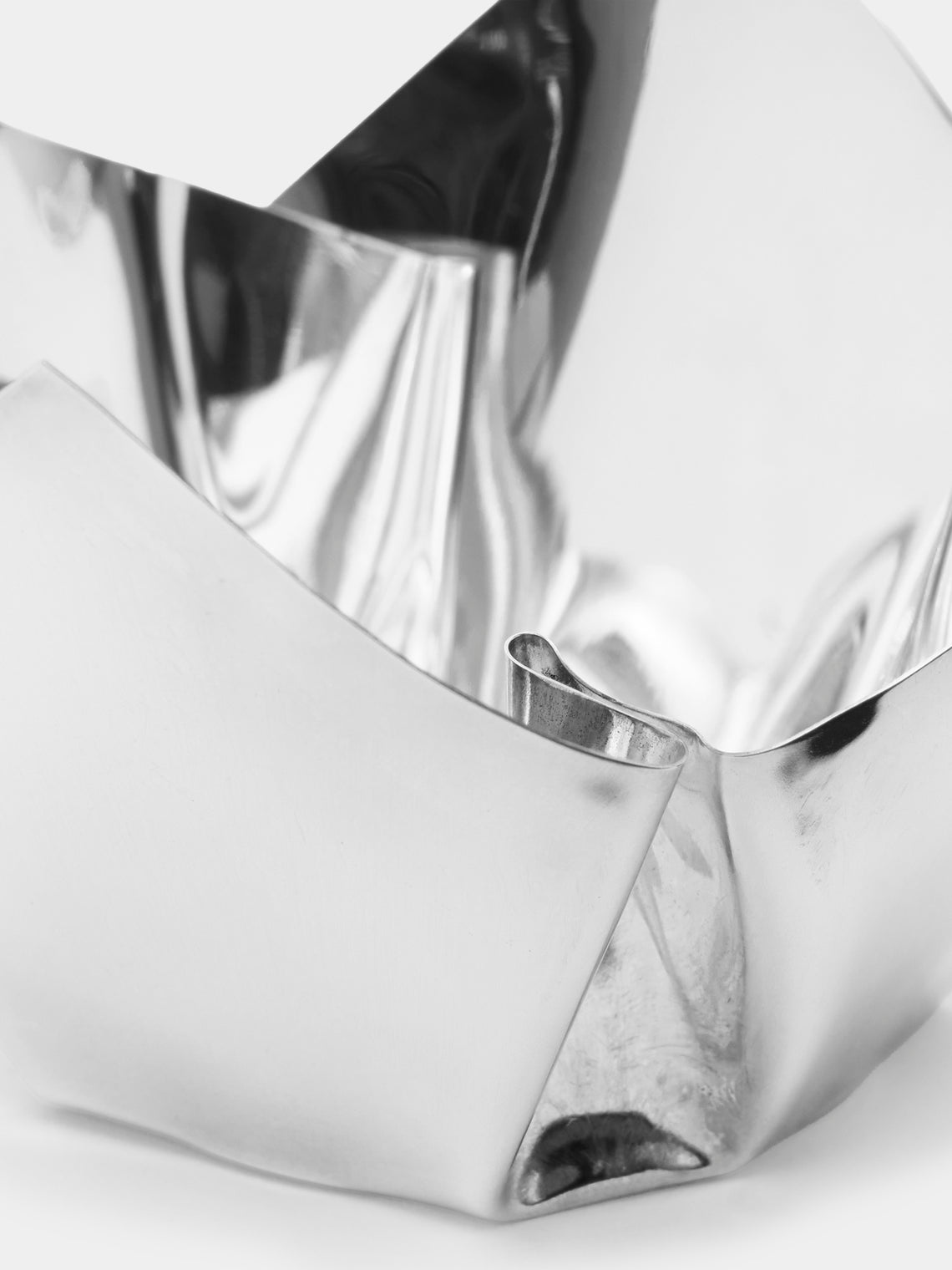 San Lorenzo - 1993 Afra and Tobia Scarpa Cartoccio Pure Silver Bowl with Tips (3in/8cm) - Silver - ABASK