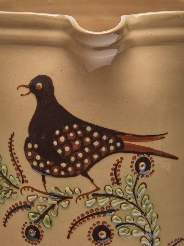 Poterie d’Évires - Birds Hand-Painted Ceramic Straight-Edge Jug (70.5oz/2L) - Cream - ABASK