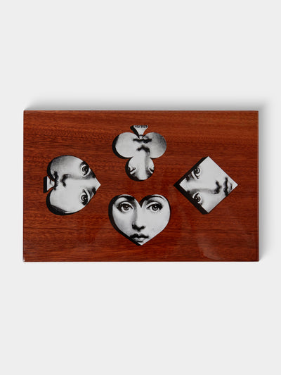 Fornasetti - Visi Wood and Iron Playing Cards Box - Brown - ABASK - 