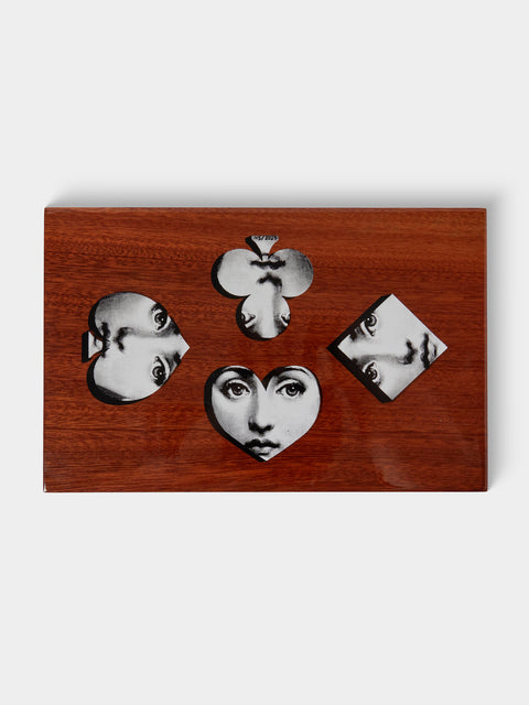 Fornasetti - Visi Wood and Iron Playing Cards Box - Brown - ABASK - 