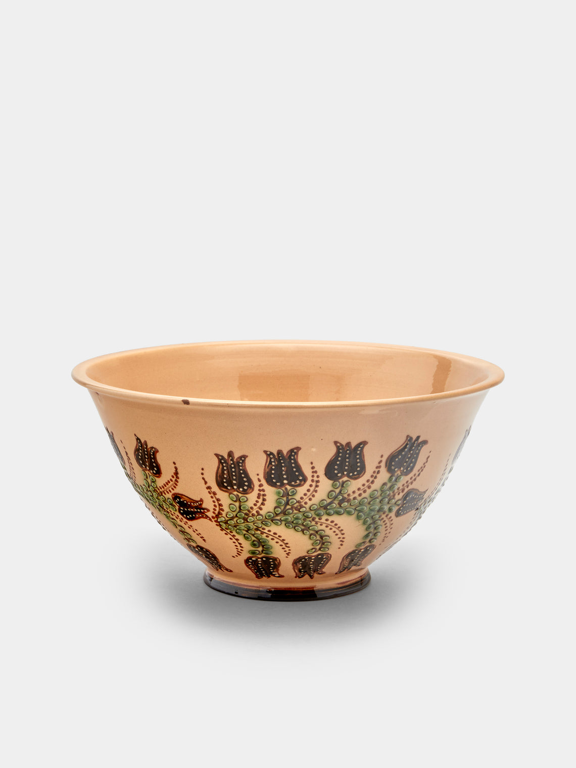 Poterie d’Évires - Flowers Hand-Painted Ceramic Large Serving Bowl - Cream - ABASK - 