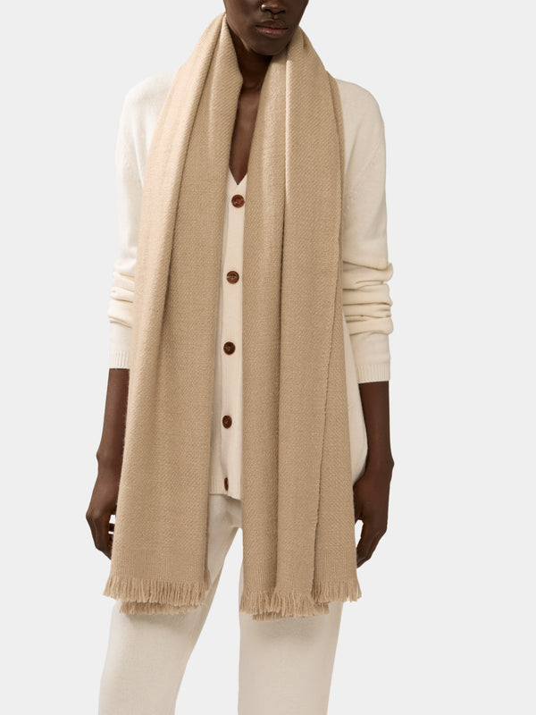 Me & K - Heavy Cashmere Solid Twill Scarf - Natural - ABASK