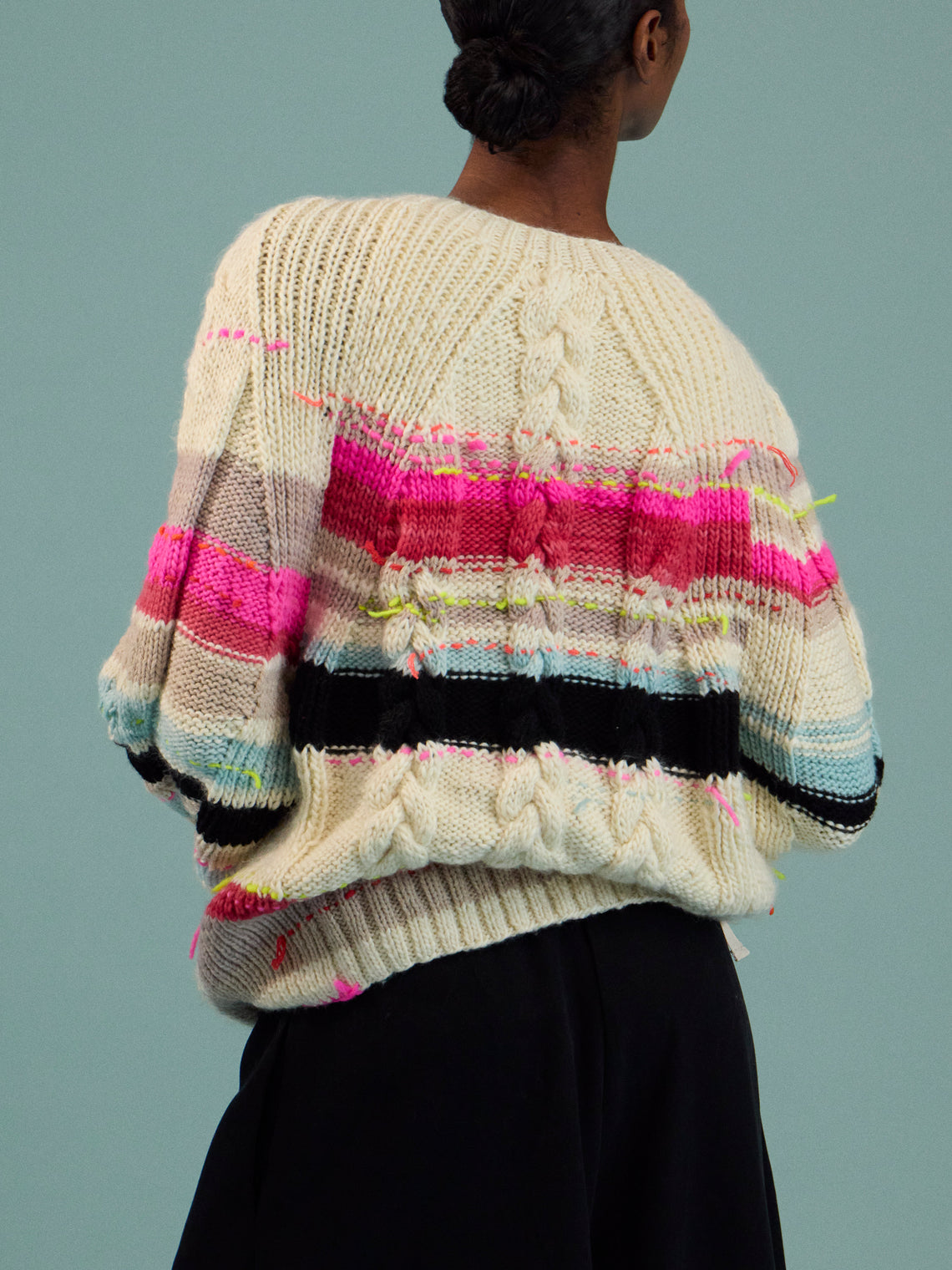 La Fetiche - Ultraviolet Hand-Knitted Wool Cardigan | Size: S - Cream - ABASK