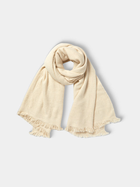 Me & K - Heavy Cashmere Solid Twill Scarf - Ivory - ABASK - 