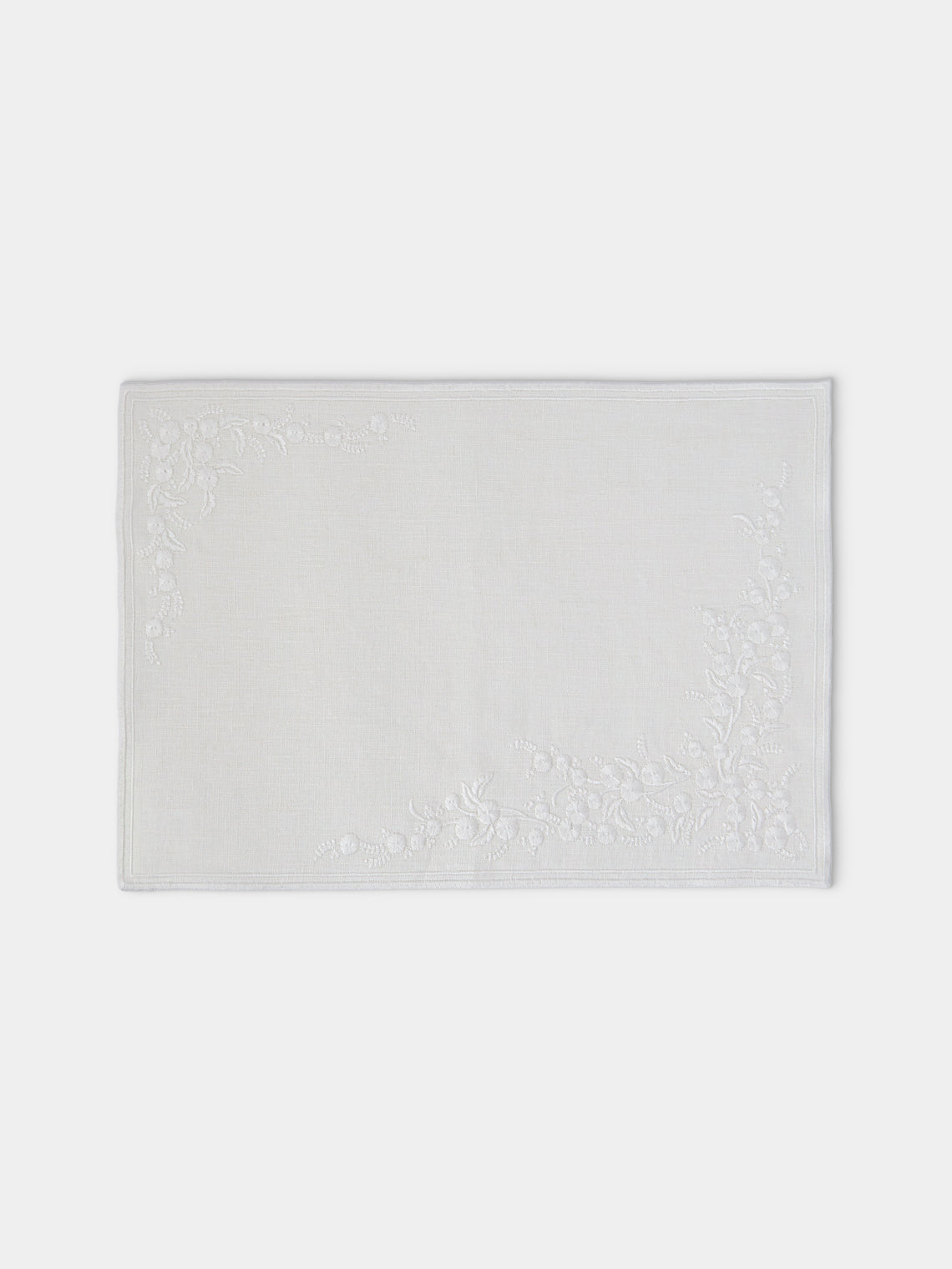 Borgo delle Tovaglie - Venaria Embroidered Linen Placemats (Set of 4) - Ivory - ABASK - 