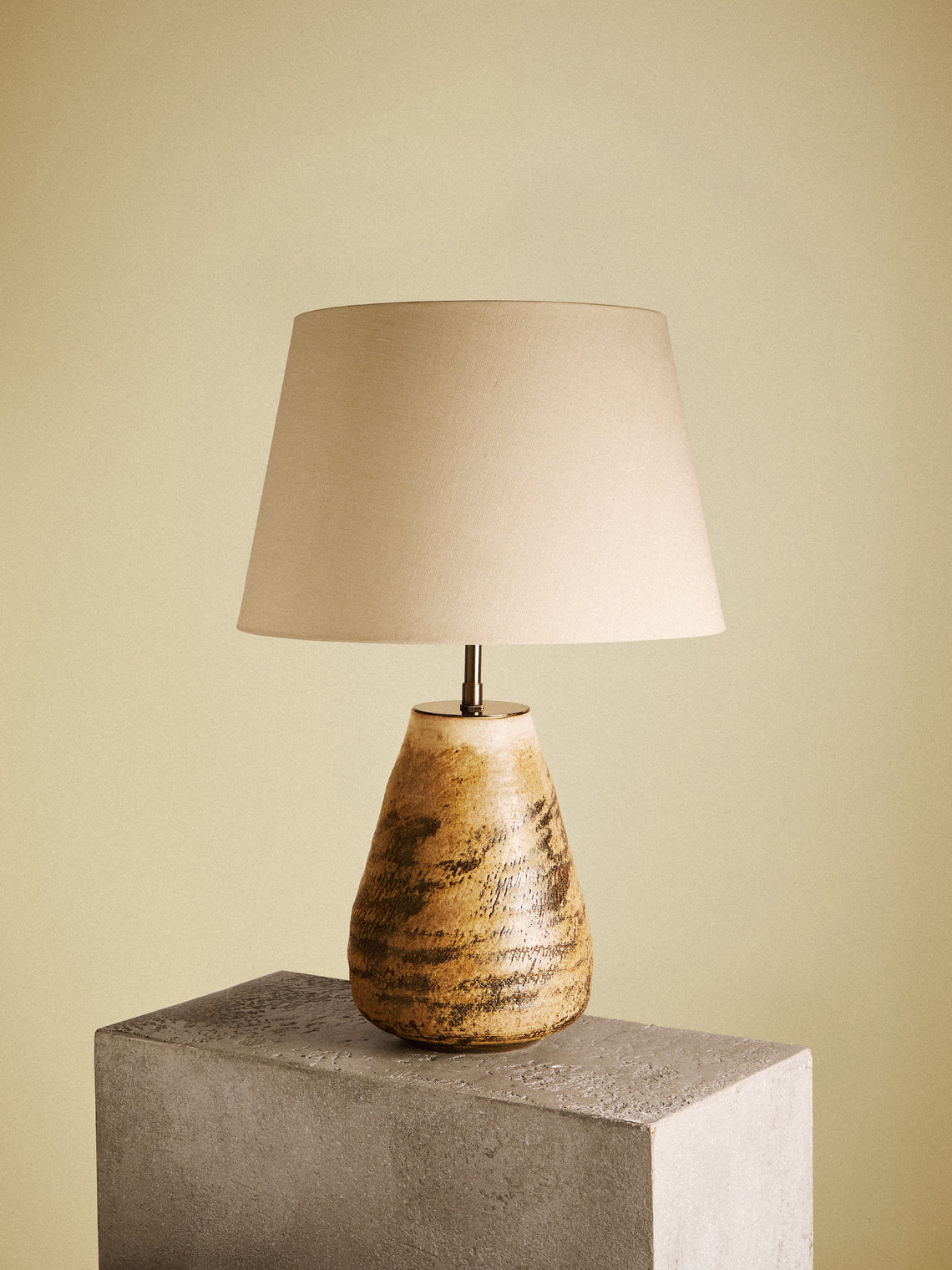 Peter Speliopoulos Projects - Hand-Glazed Stoneware Table Lamp - Beige - ABASK