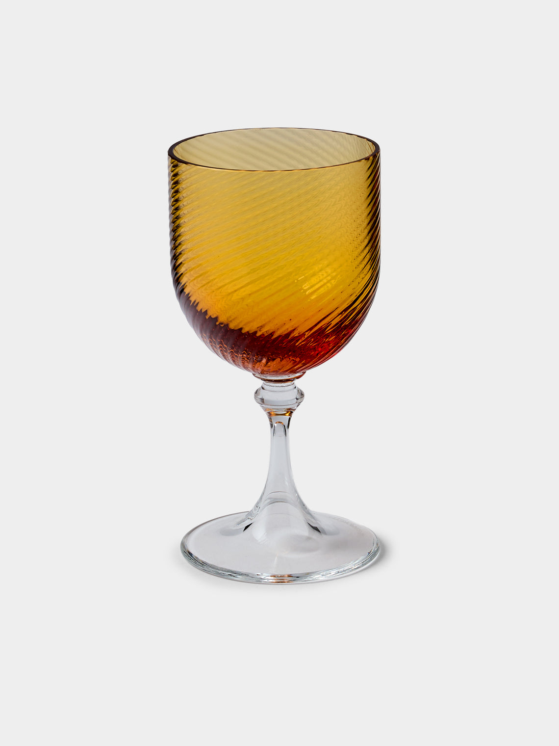 NasonMoretti - | Set of 6 | Twisted Soraya Hand-Blown Murano White Wine Glasses - Yellow - ABASK