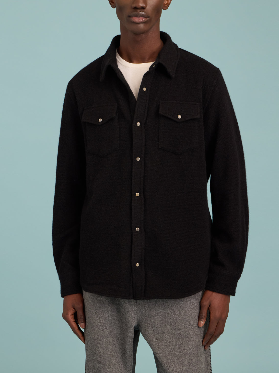 God's True Cashmere - Cashmere Shirt | Size: M - Black - ABASK