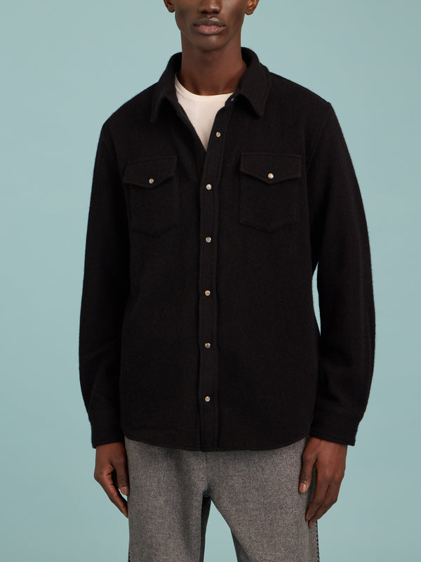 God's True Cashmere - Cashmere Shirt | Size: M - Black - ABASK