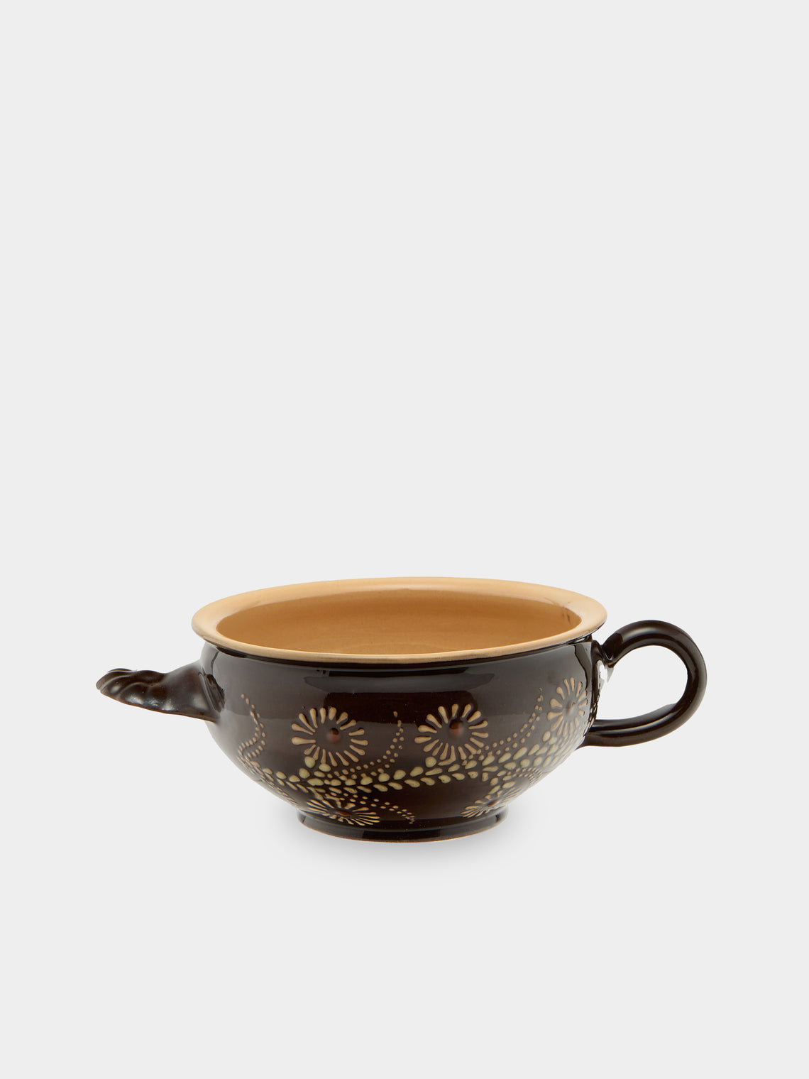 Poterie d’Évires - Flowers Hand-Painted Ceramic Soup Bowls (Set of 4) - Dark brown - ABASK