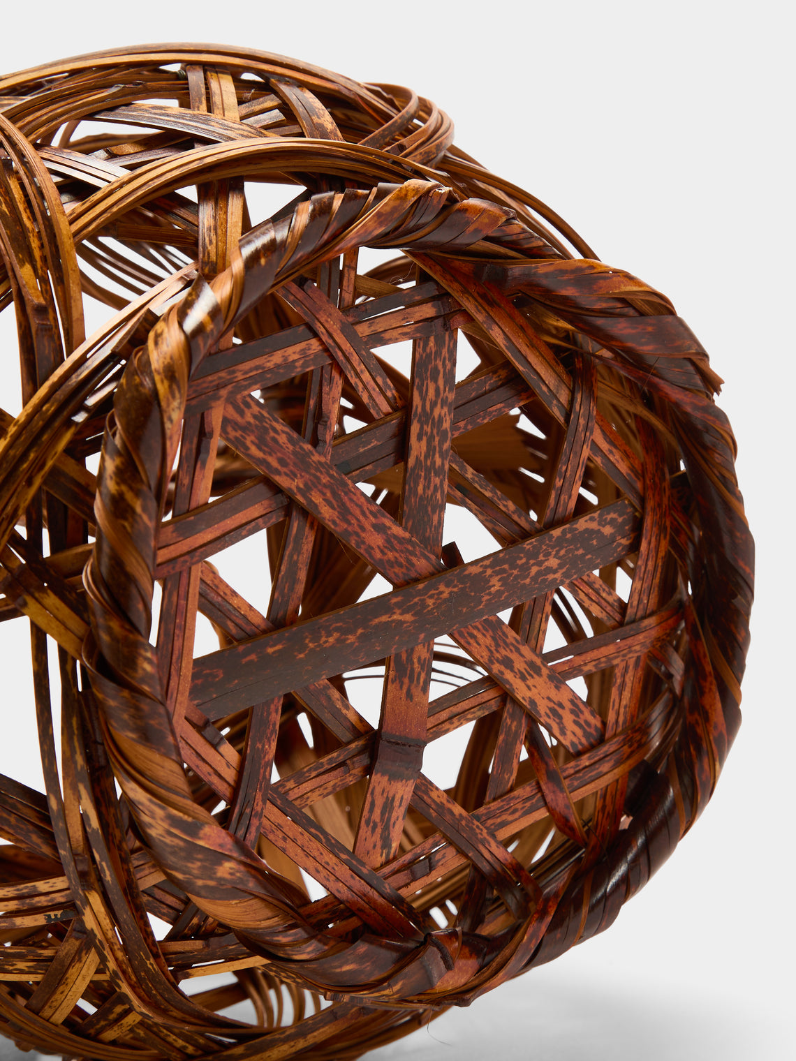 Antique and Vintage - Mid-Century Japanese Bamboo Ikebana Basket - Brown - ABASK