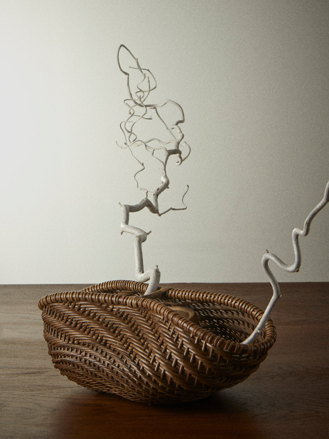 Junpei Kawaguchi - Hand-Braided Rattan Flower Basket with Handle - Brown - ABASK