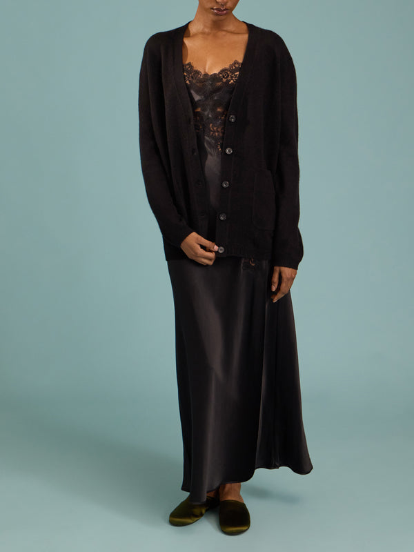 Denis Colomb - Cashmere Boyfriend Cardigan | Size: S - Black - ABASK