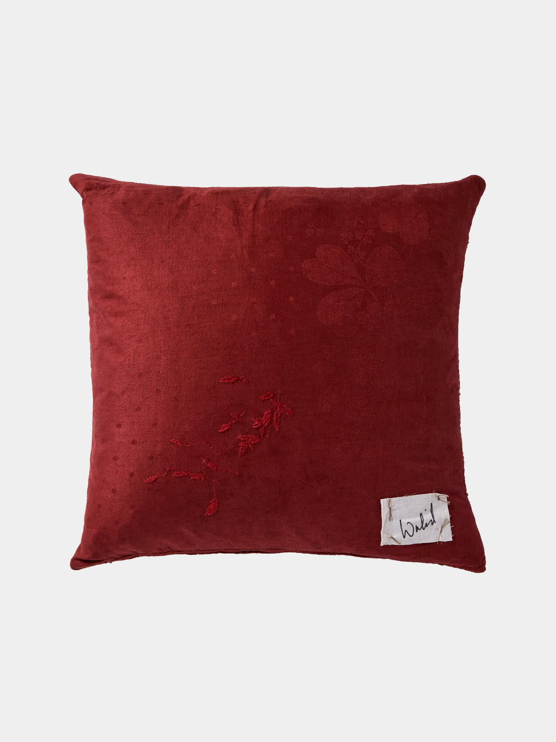 By Walid - 19th-Century Metallic Brocade Wool and Damask Cushion (17.5in/45cm) - Multiple - ABASK