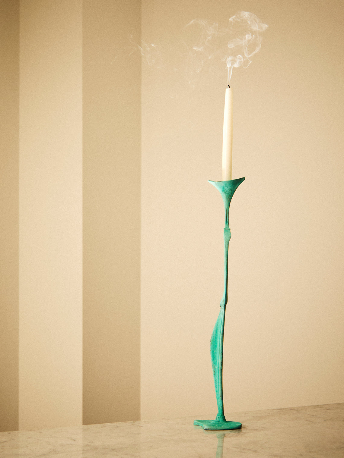 Shaha Raphael - Low Tide Fishbone Hand-Cast Brass Medium Candelabra - Green - ABASK