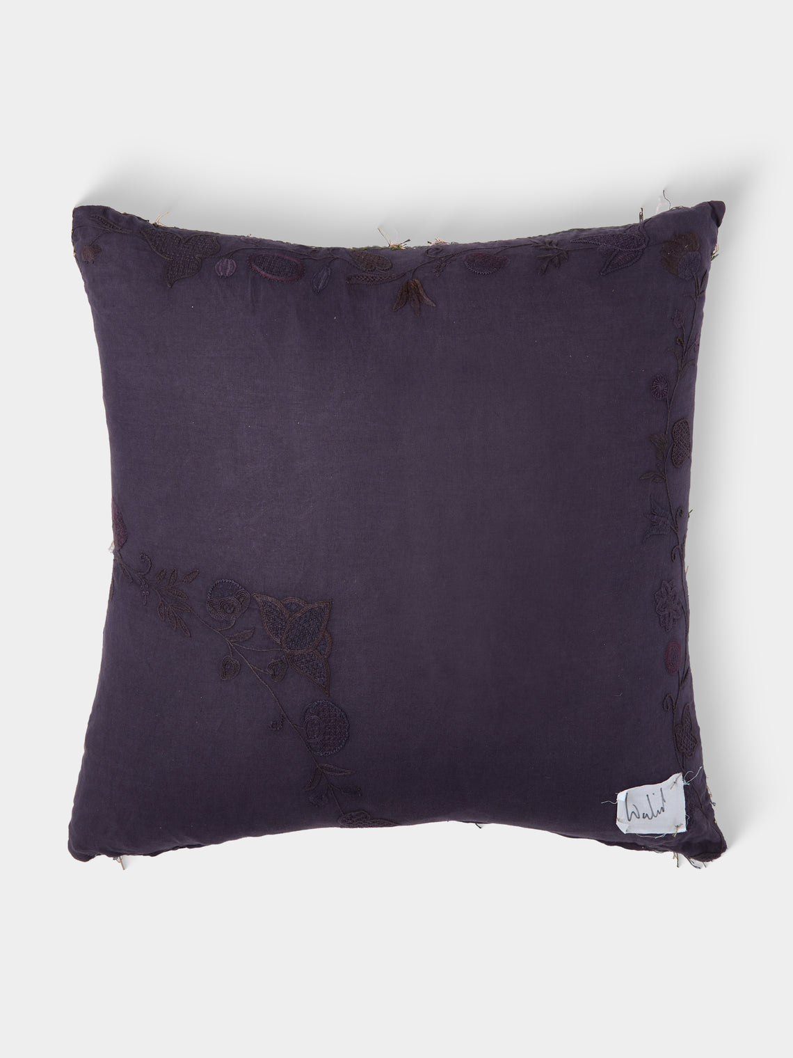 By Walid - 19th-Century Needlepoint Wool and Damask Cushion (23.5in/60cm) - Multiple - ABASK