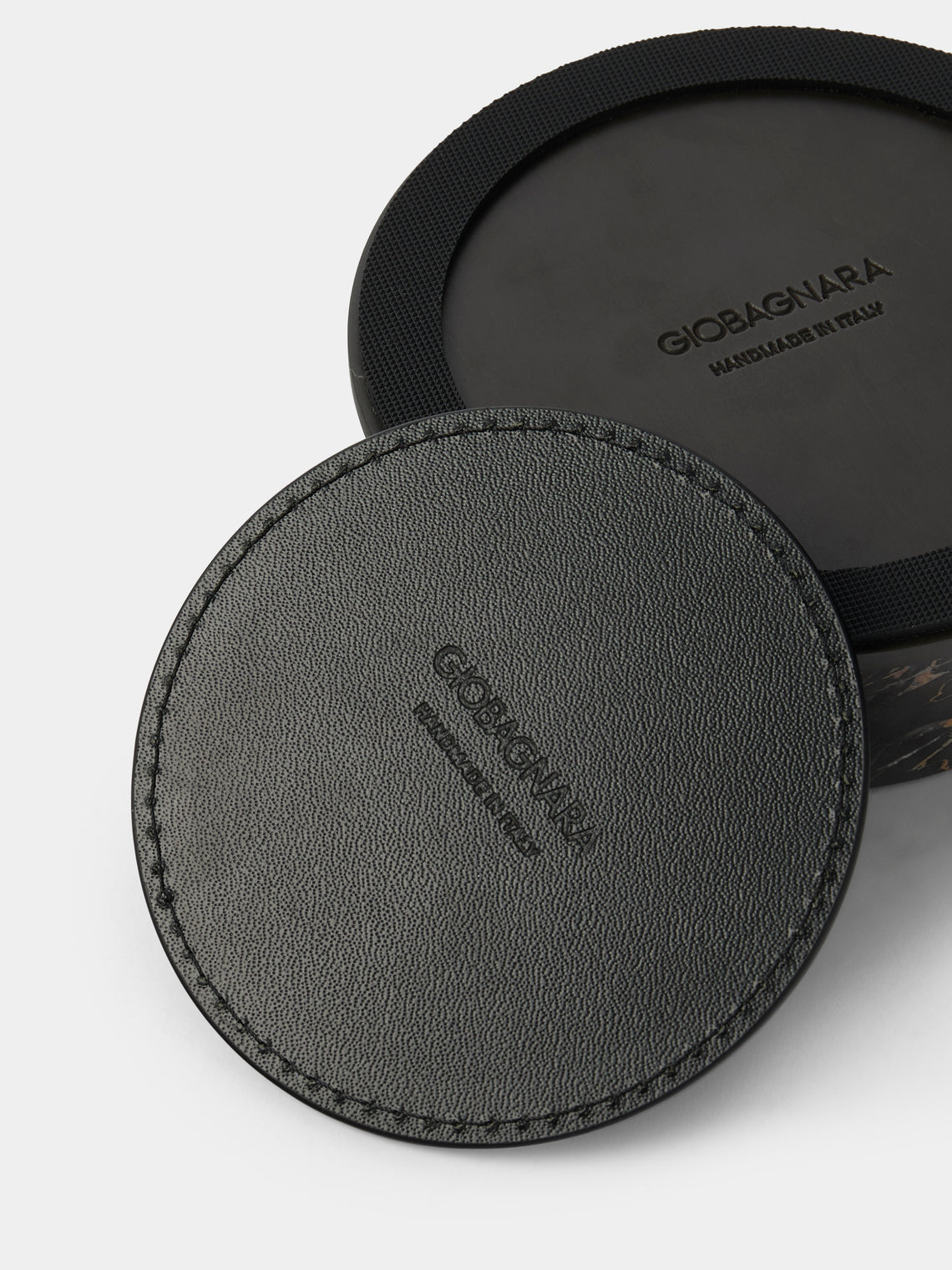 Giobagnara - | Set of 6 | Positano Marble Coasters with Holder - Black - ABASK