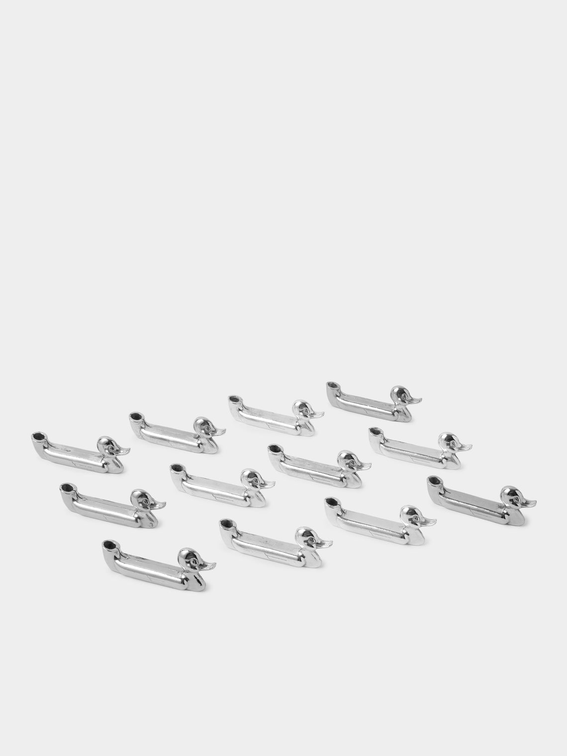 Antique and Vintage - | Set of 12 | Mid-Century Silver-Plated Duck Knife Rests - Silver - ABASK
