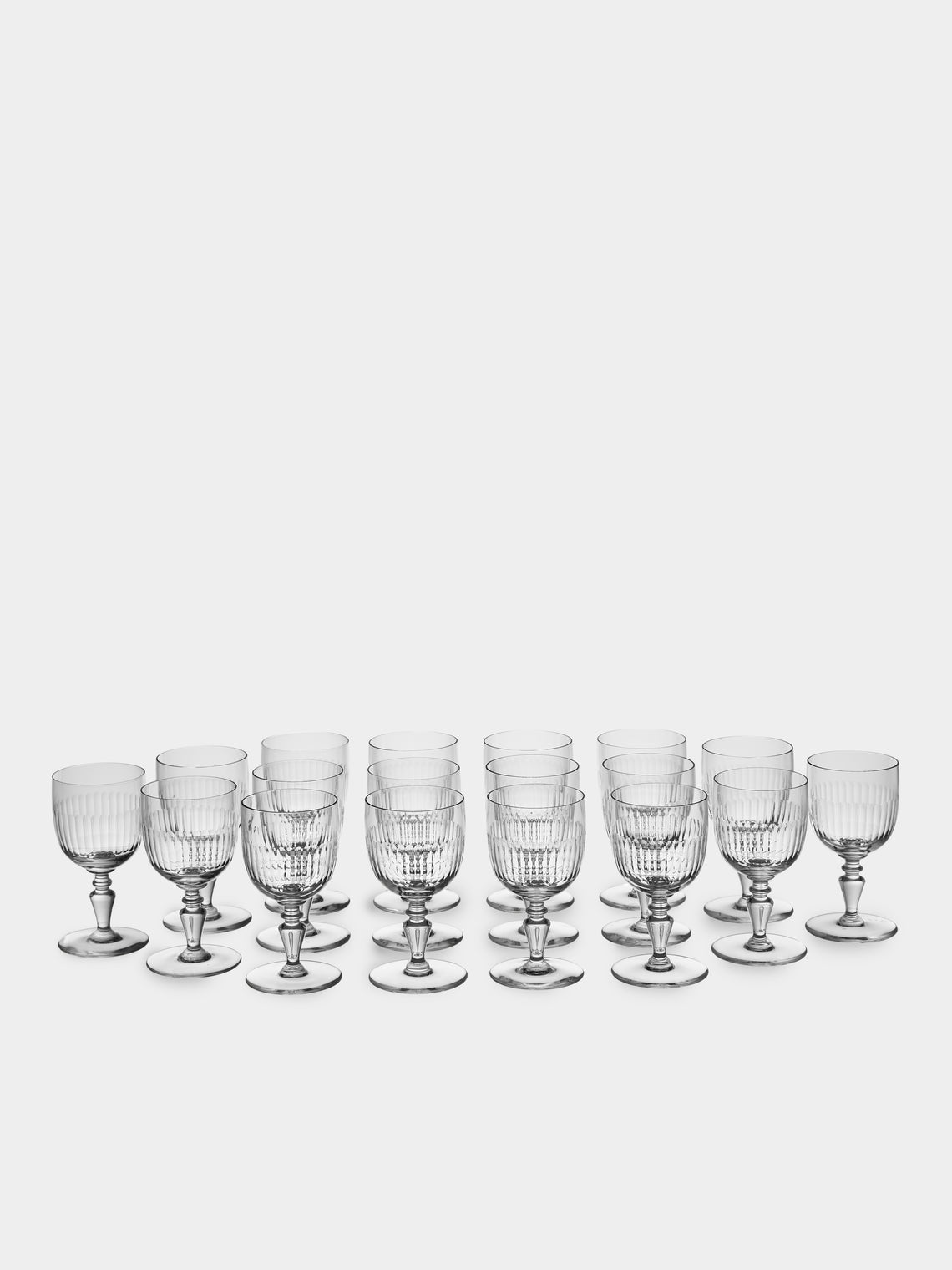 Antique and Vintage - Late-19th-Century Baccarat Renaissance Crystal Wine Glasses (Set of 18) - Clear - ABASK