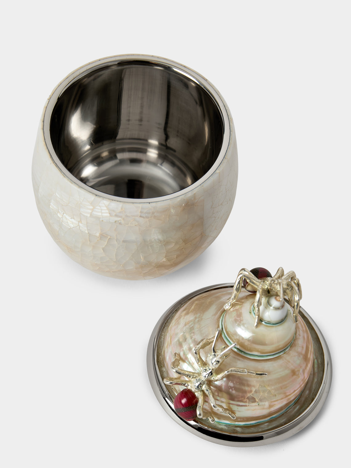 Objet Luxe - Ants Bees Mother-of-Pearl and Silver-Plated Jam Pot - Ivory - ABASK