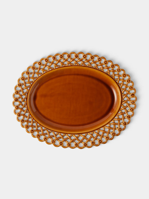 Maison Pichon Uzès - Meleia Hand-Glazed Ceramic Braided Platter - Yellow - ABASK - 