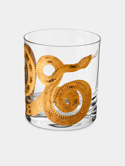 Artel - Cabinet of Curiosities Hand-Engraved Gilded Crystal Double Old Fashioned Tumbler (12.5oz/365ml) - Clear - ABASK - 