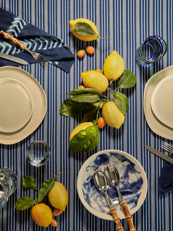 Tensira - Indigo Hand-Dyed Cotton Rectangular Tablecloth -  - ABASK