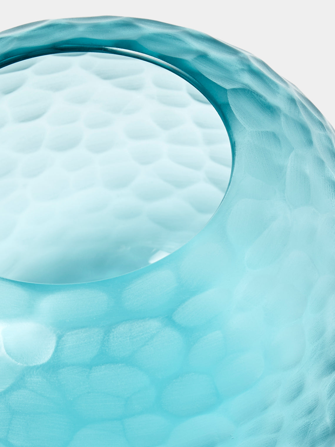 Micheluzzi Glass - Riccio Acqua Diamante Hand-Blown Murano Glass Vase (6in/15cm) - Blue - ABASK
