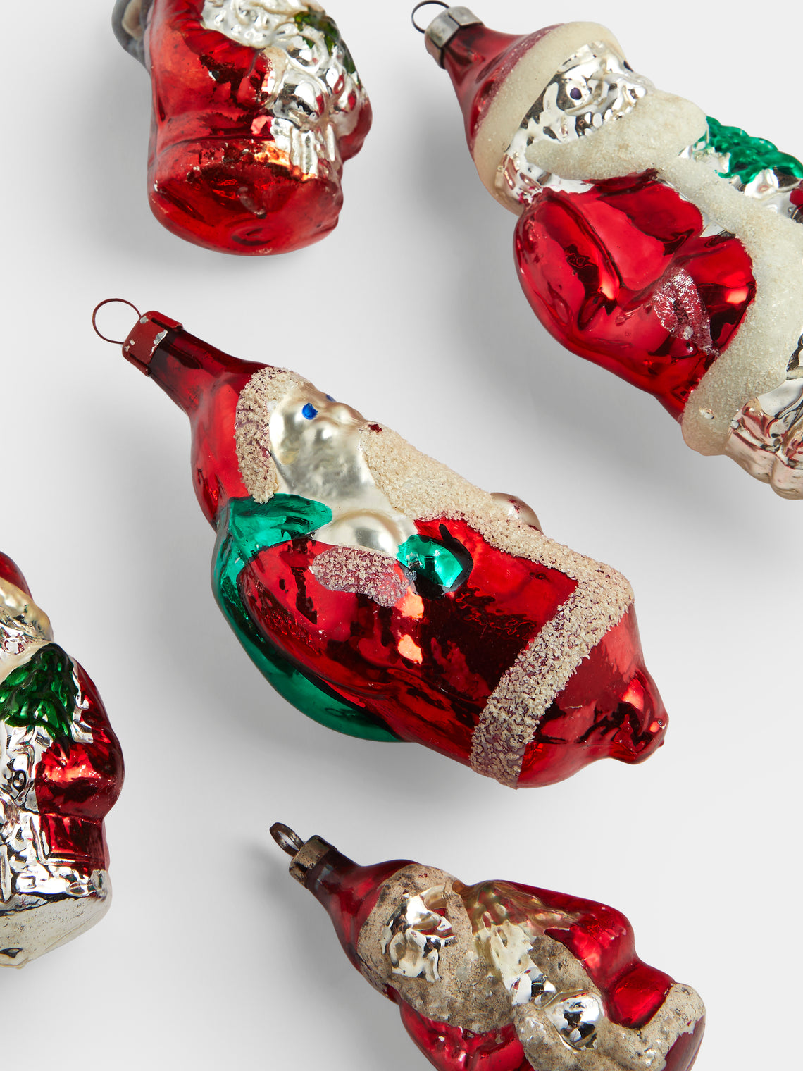 Antique and Vintage - Early-20th-Century Father Christmas Glass Baubles (Set of 6) - Red - ABASK