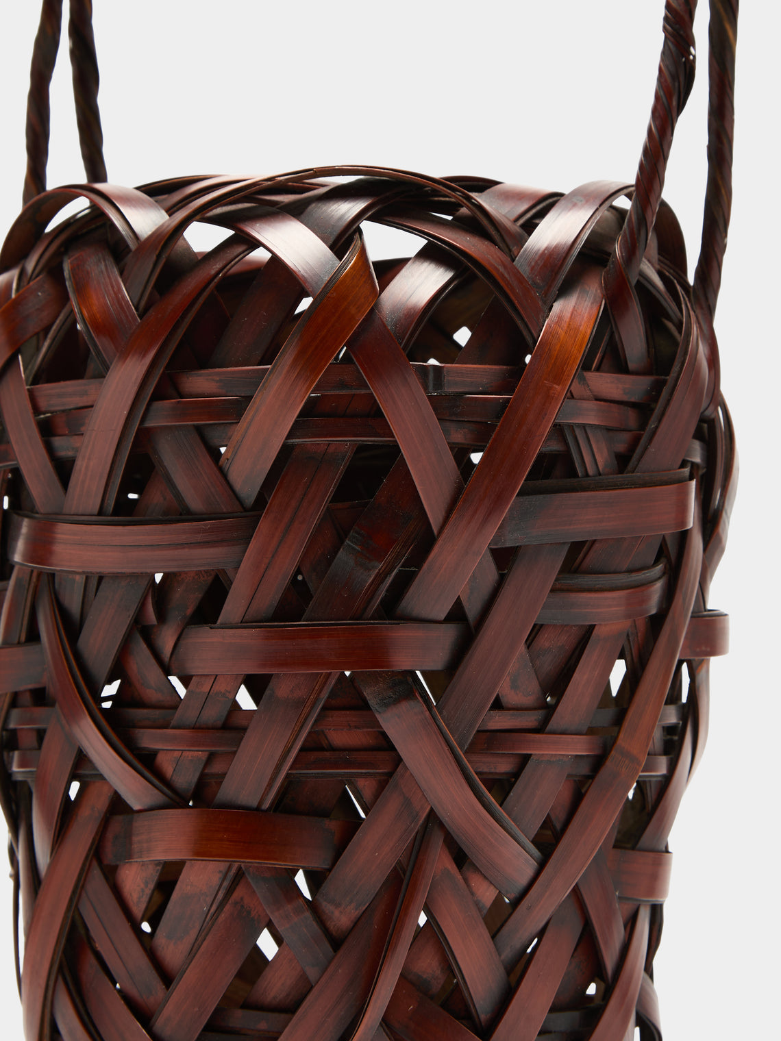 Antique and Vintage - Mid-Century Japanese Bamboo Ikebana Basket - Brown - ABASK