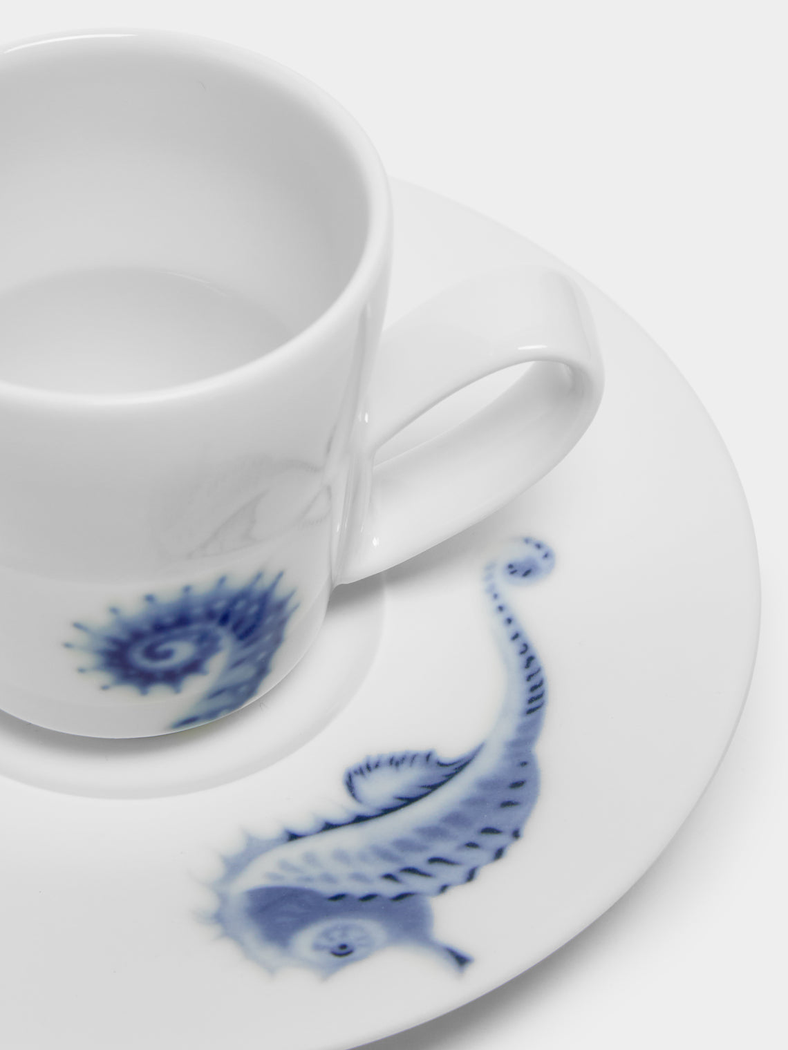 Hering Berlin - Ocean Porcelain Espresso Cup and Saucer (Set of 2) - White - ABASK