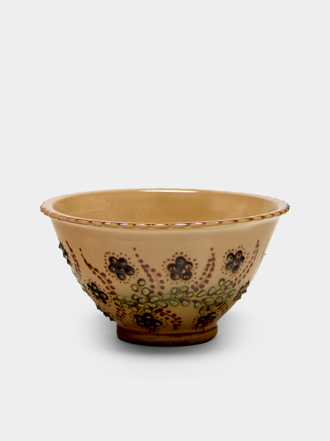 Poterie d’Évires - Flowers Hand-Painted Ceramic Petite Fluted Bowls (Set of 6) - Cream - ABASK