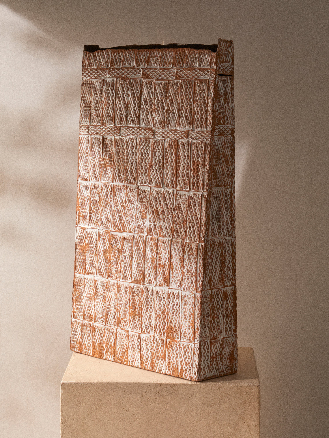 Ella Porter - Rust and Tin Hand-Built Stoneware Vessel (23.5in/60cm) - Orange - ABASK