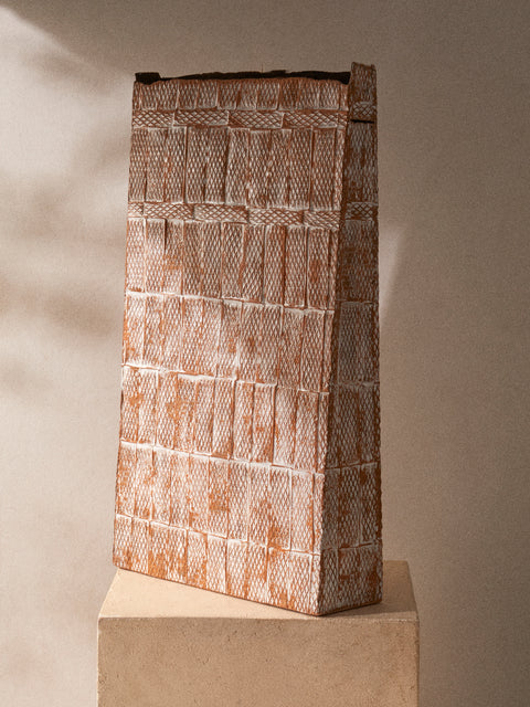 Ella Porter - Rust and Tin Hand-Built Stoneware Vessel (23.5in/60cm) - Orange - ABASK