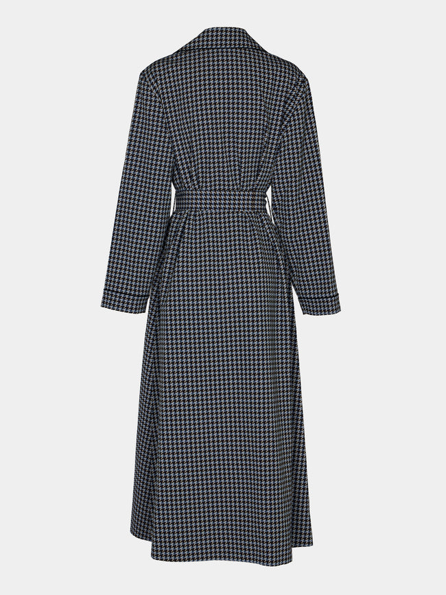 Emilia Wickstead - Georgette Houndstooth Robe - Blue - ABASK - 