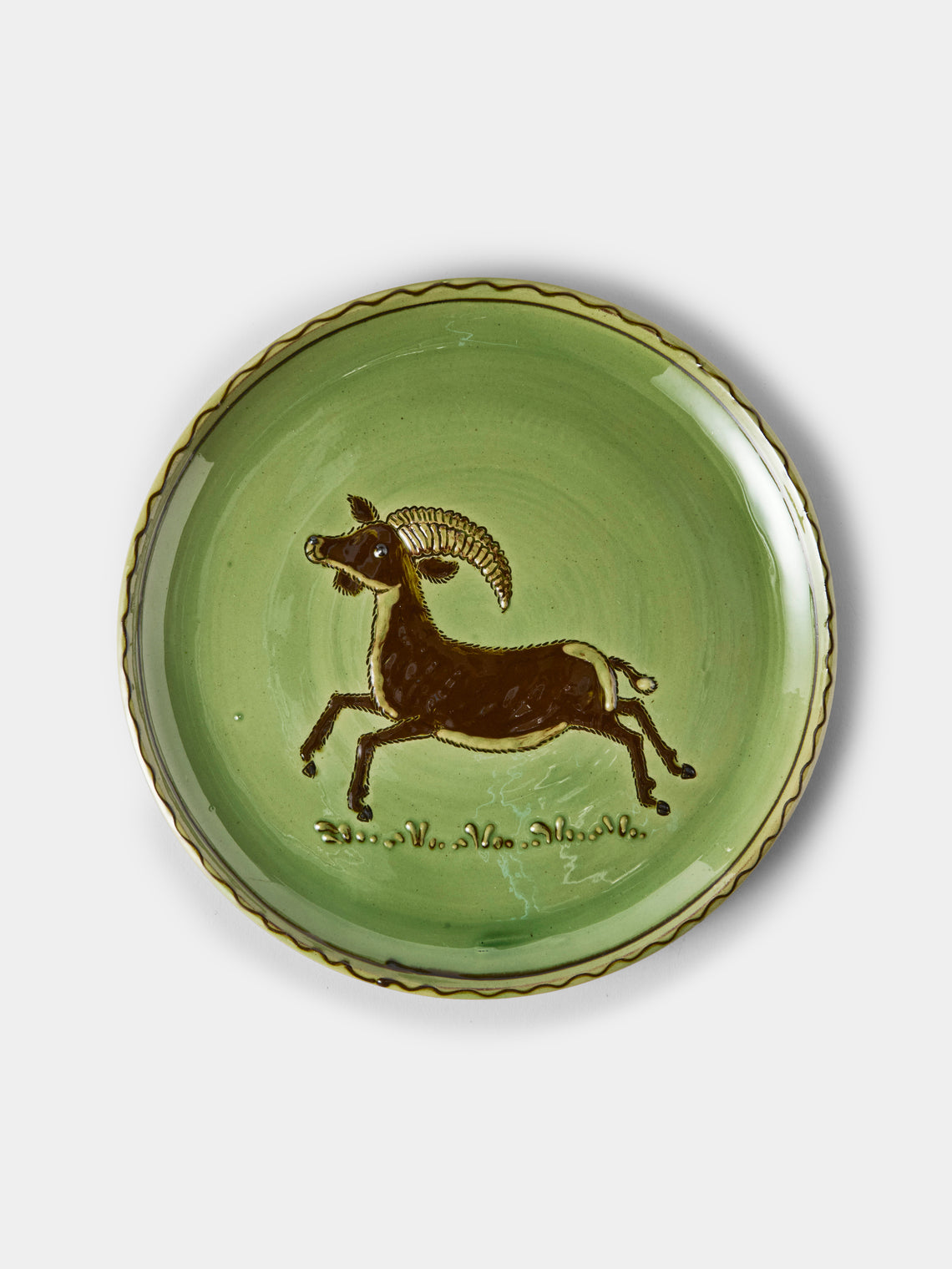 Poterie d’Évires - Animals Hand-Painted Ceramic Dinner Plates – 9.5in/24cm (Set of 4) - Green - ABASK