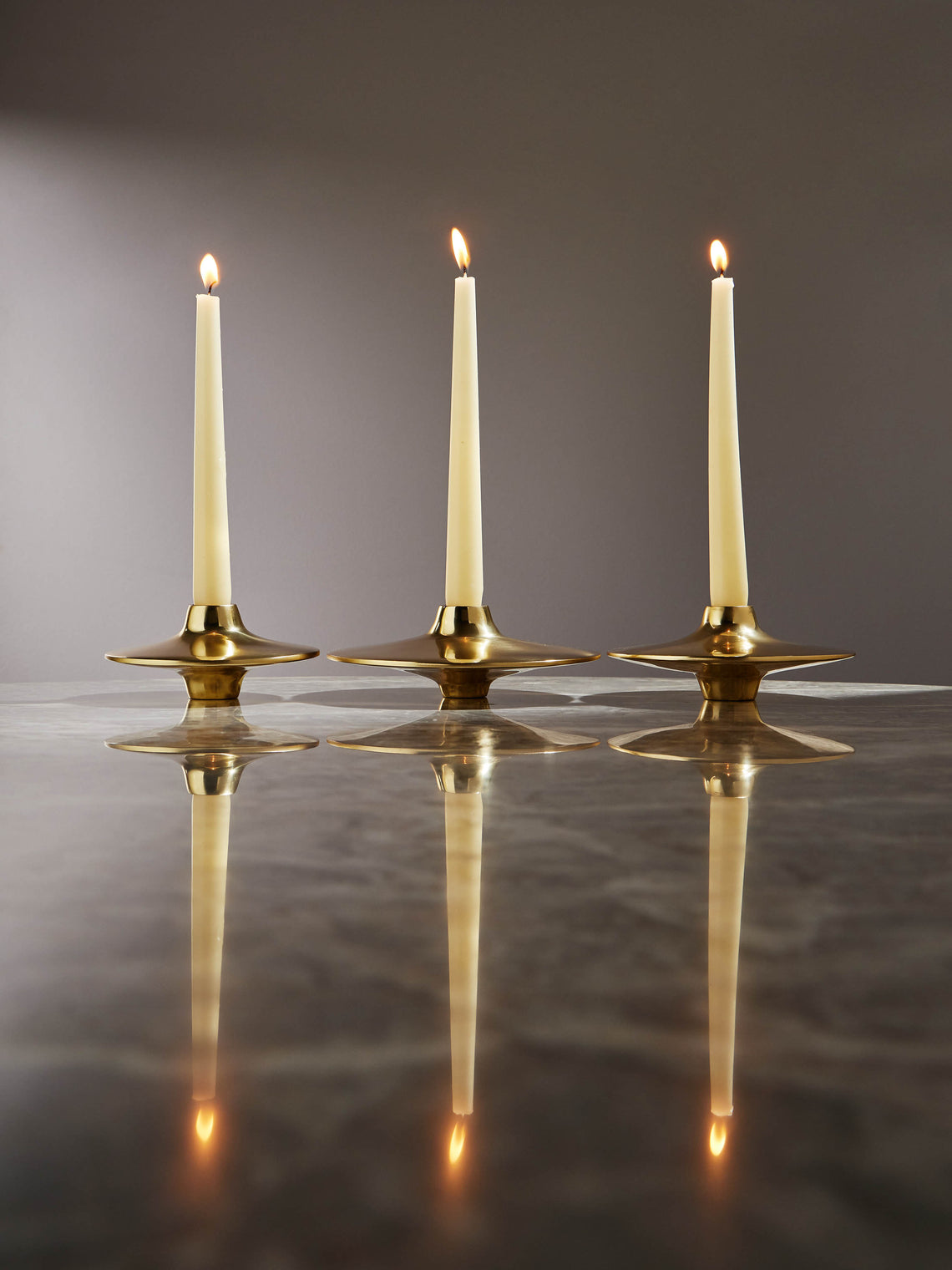 Spin Brass Candlesticks (Set of 3)