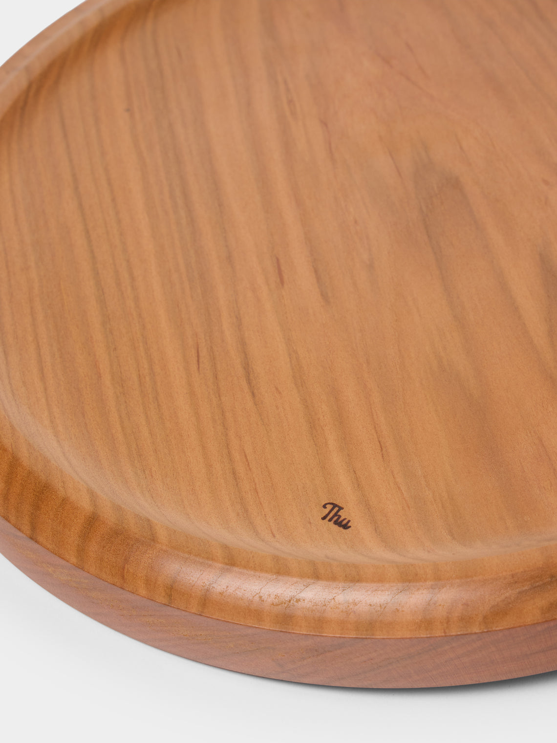 Thursday Furniture - Hand-Turned Cherry Carved Platter - Brown - ABASK