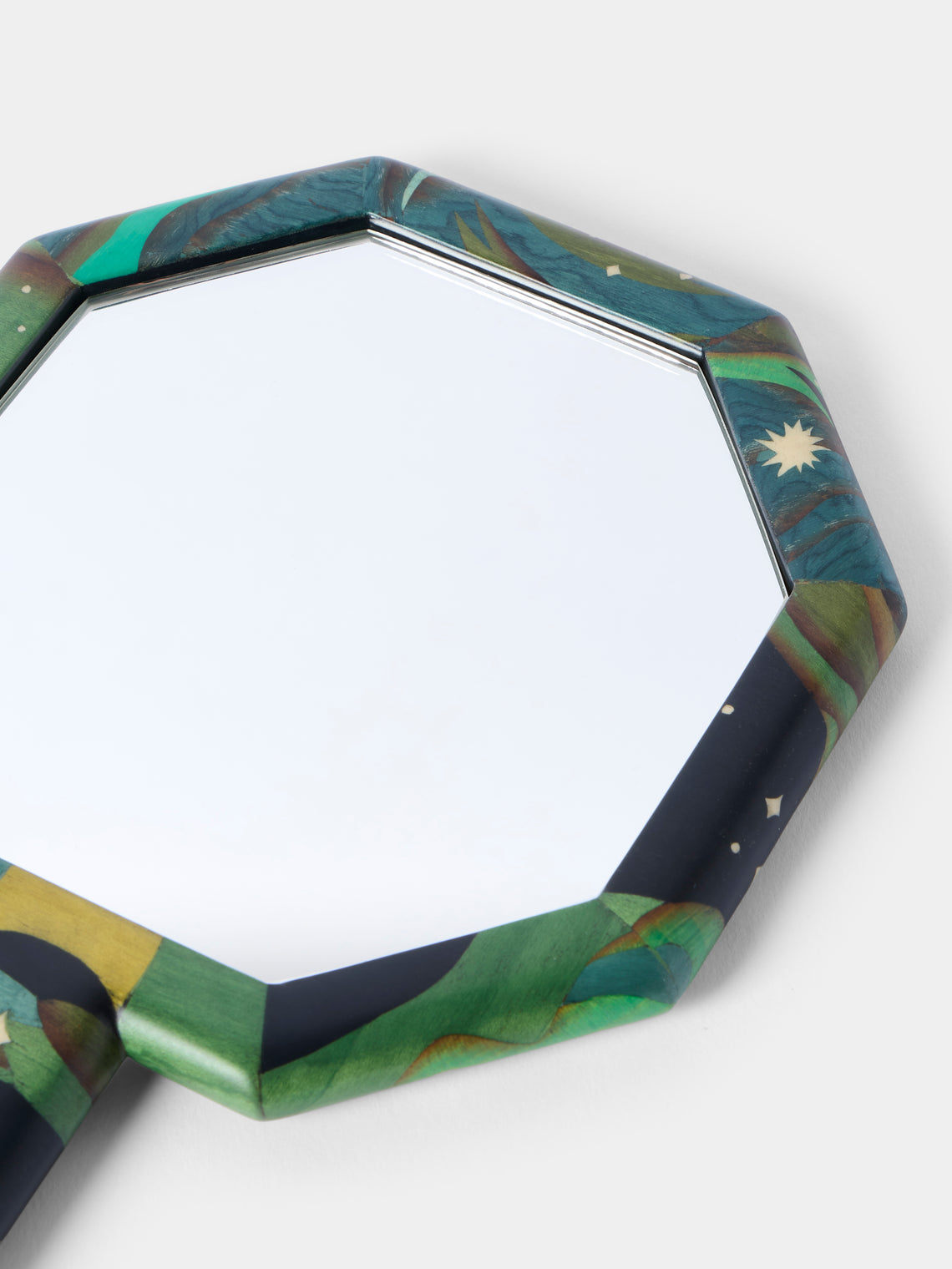 Silvia Furmanovich - Elphaba Sky Marquetry Wood Hand Mirror - Multiple - ABASK