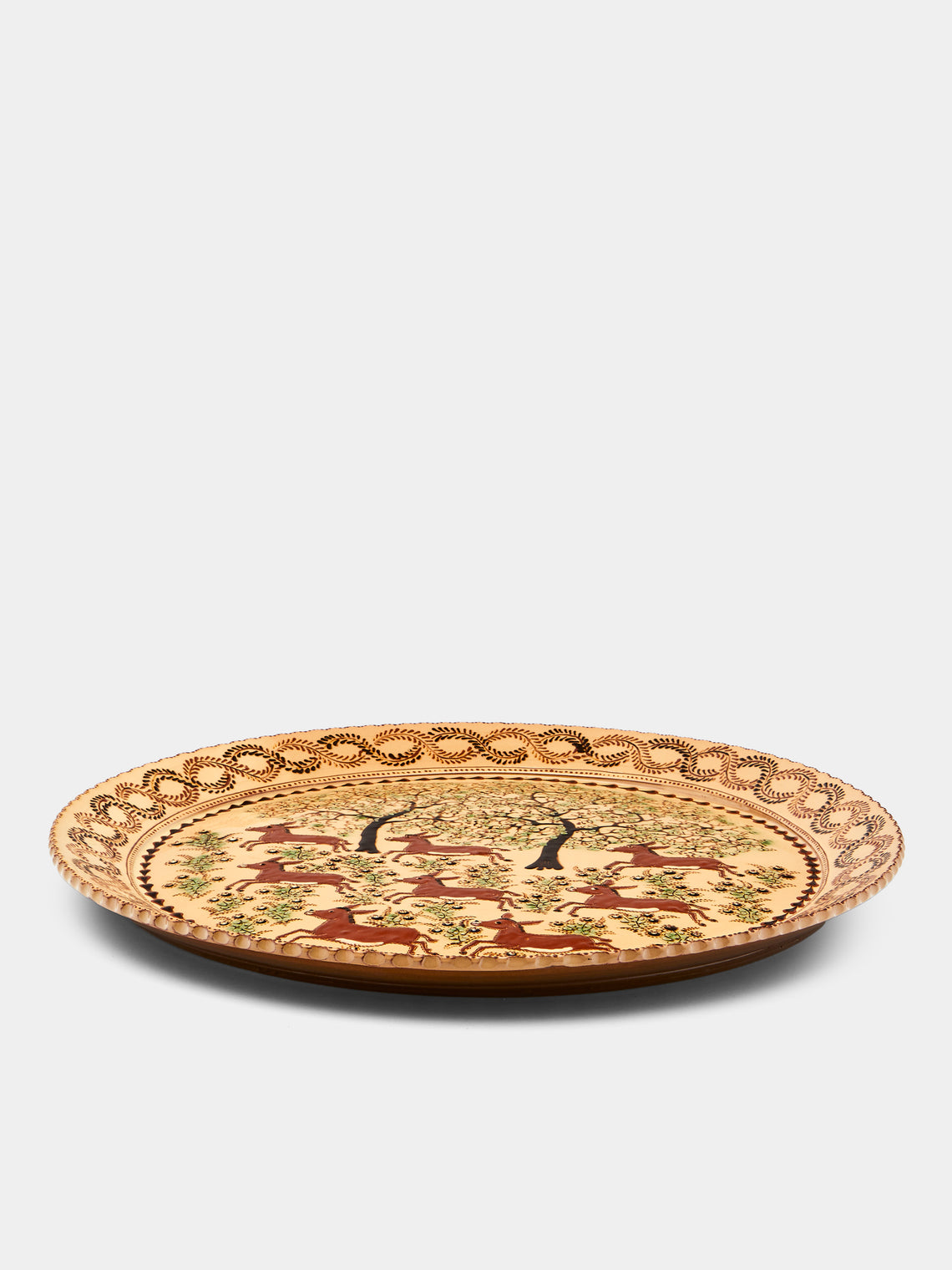 Donkeys Hand-Painted Ceramic Extra Large Round Platter