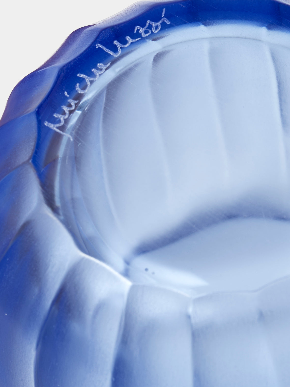 Micheluzzi Glass - Rullo Bluino Coste Hand-Blown Murano Glass Vase (4.5in/11cm) - Blue - ABASK