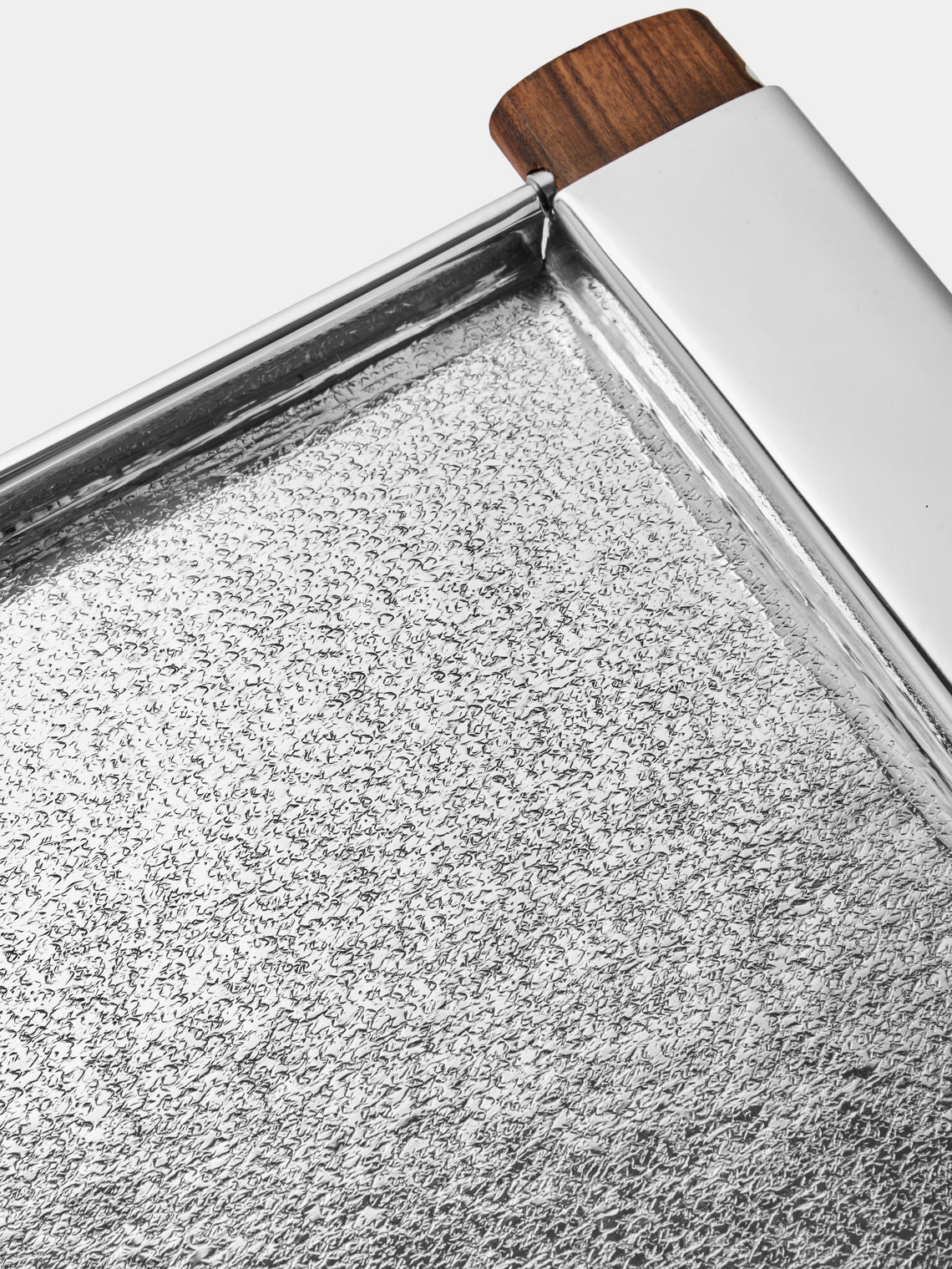 San Lorenzo - 1988 Afra and Tobia Scarpa Engraved Sterling Silver and Wood Tray (12in/31cm) - Silver - ABASK