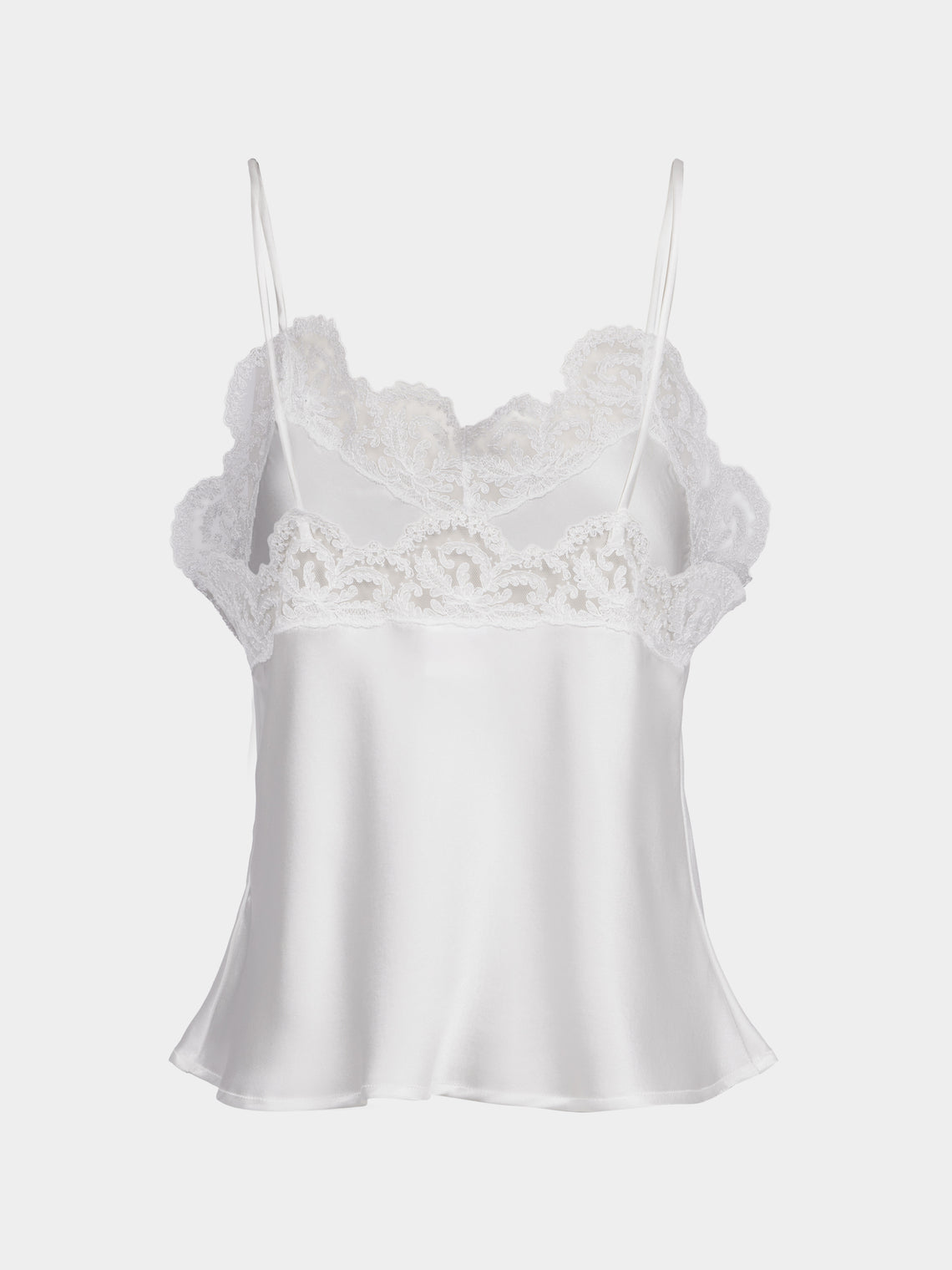 Loretta Caponi - Esmeralda Silk and Lace Top | Size: XS - White - ABASK