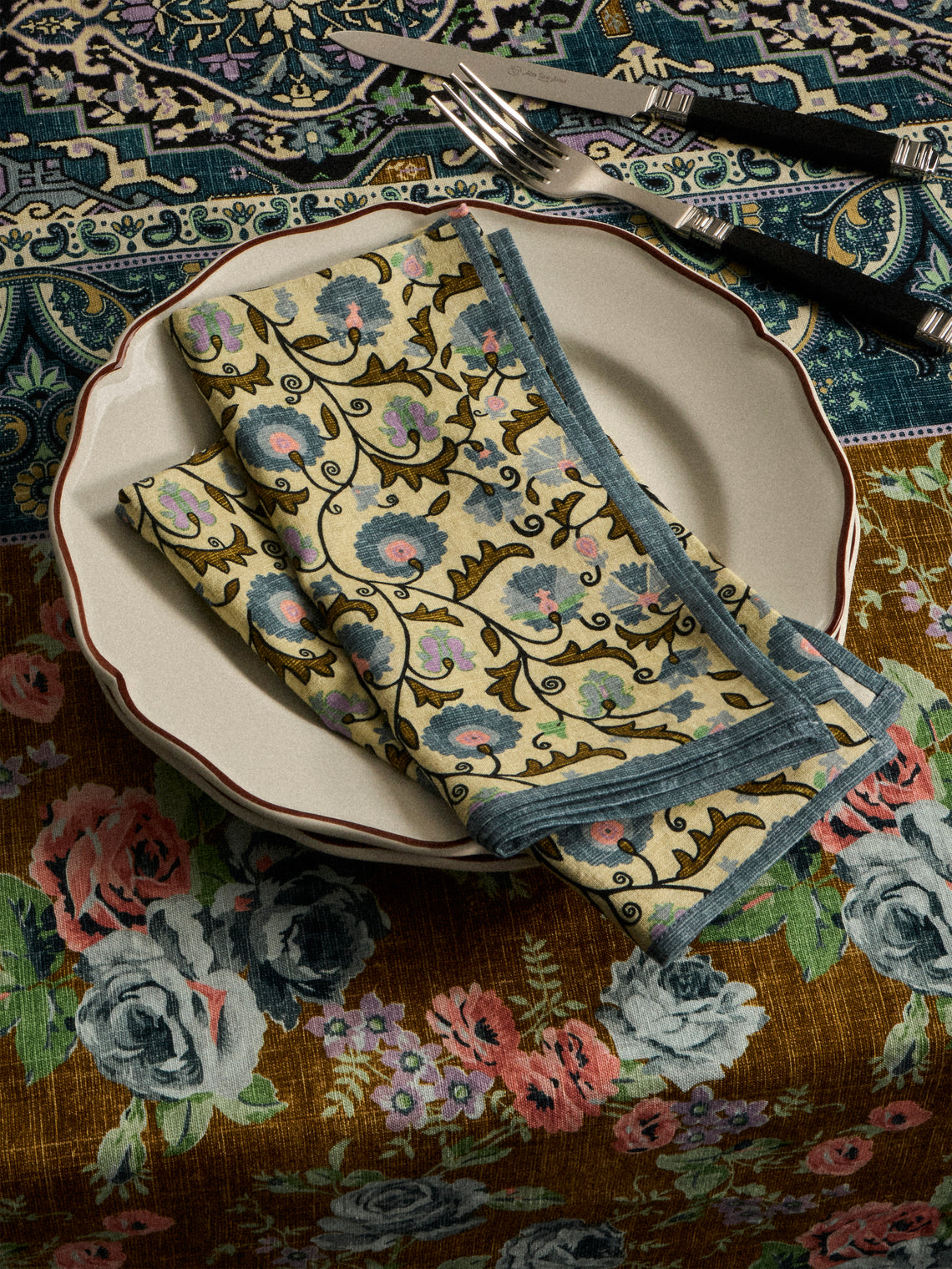 D'Ascoli - | Set of 4 | Juniper Printed Cotton Napkins - Multiple - ABASK