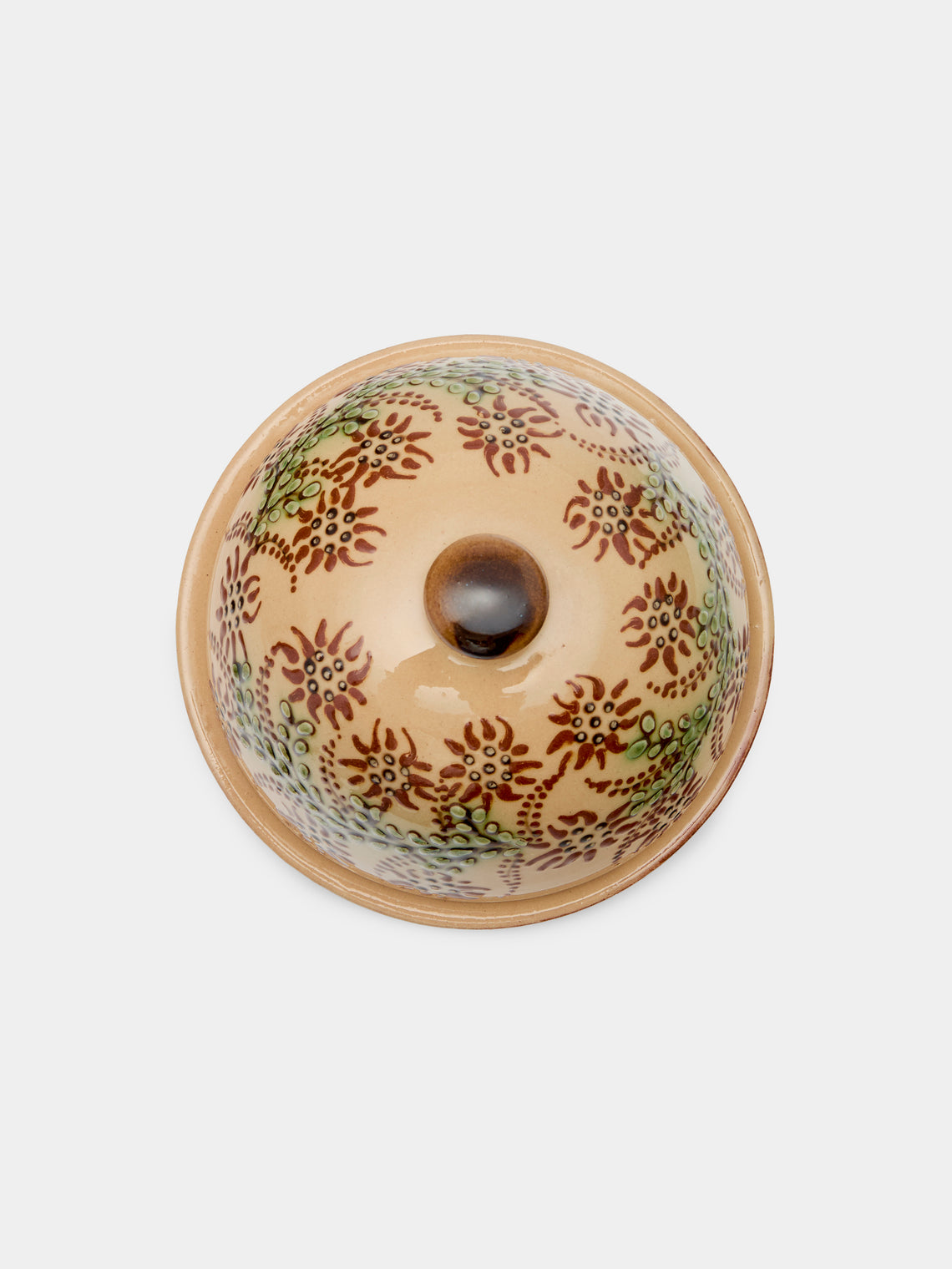 Poterie d’Évires - Flowers Hand-Painted Ceramic Small Butter Dish - Cream - ABASK