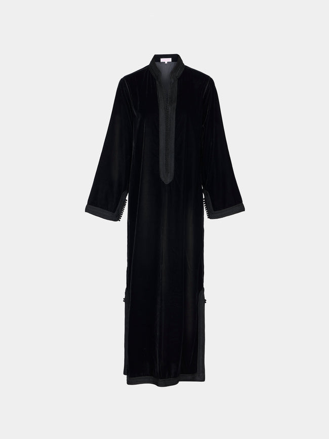 Muzungu Sisters - Alia Hand-Embroidered Velvet Dress | Size: S - Black - ABASK - 