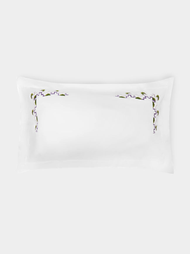 Loretta Caponi - Geometric Embroidered Cotton King-Size Pillowcases (Set of 2) -  - ABASK - 