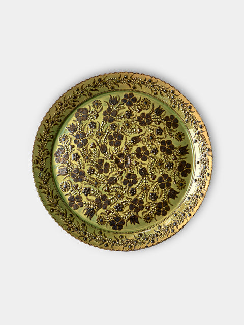 Poterie d’Évires - Flowers Hand-Painted Ceramic Large Round Platter - Green - ABASK - 