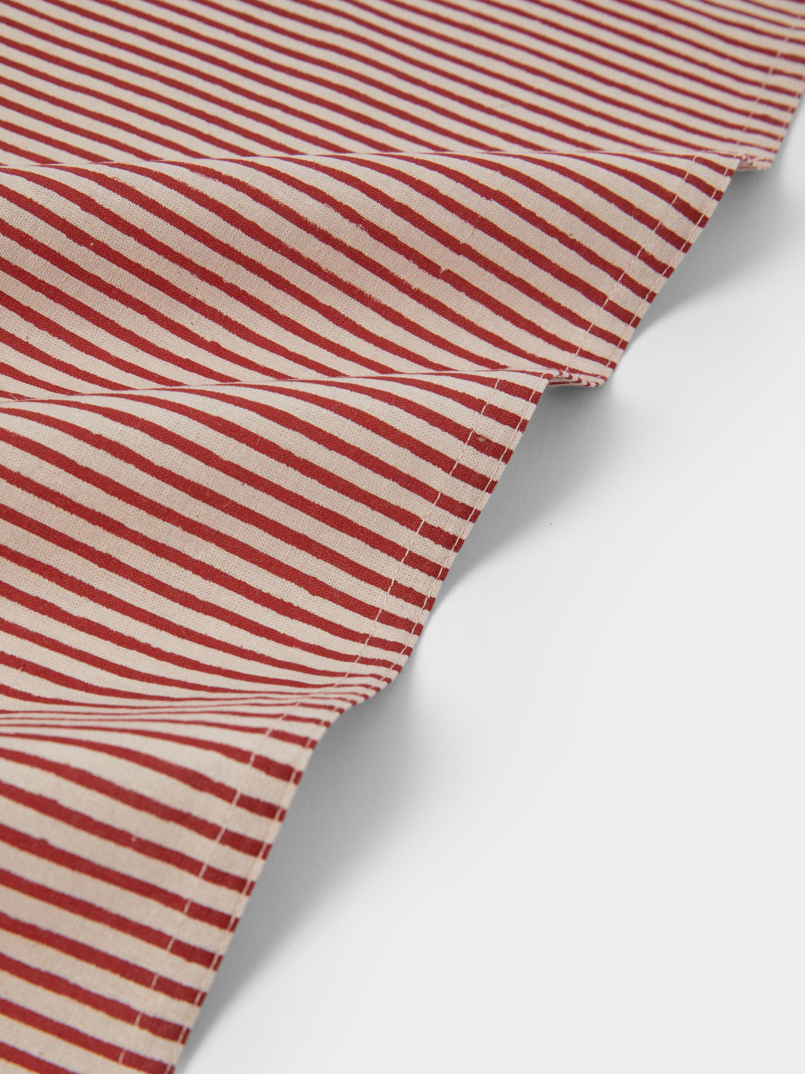 Chamois - | Set of 8 | Stripe Block-Printed Cotton Napkins - Red - ABASK